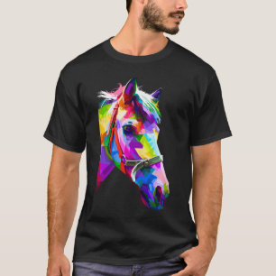 Kleurrijke pop Art Paard Portret Grappige Paarden T-shirt