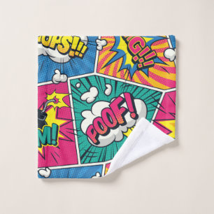 Kleurrijke Pop Art Pattern - Retro Comic Explosion Washandje