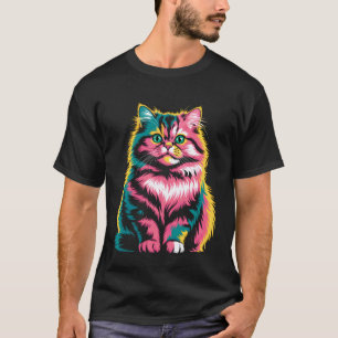 Kleurrijke Pop Art Perzische Kat T-shirt
