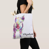 Kleurrijke Pop Art Pig gepersonaliseerde Canvas ta Tote Bag (Dichtbij)