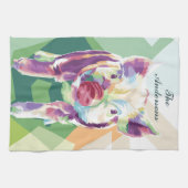 Kleurrijke Pop Art Pig gepersonaliseerde keukenhan Theedoek (Horizontaal)