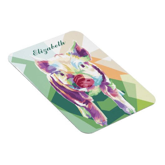 Kleurrijke Pop Art Pig Personalized Magnet Magneet (Rechterzijde)