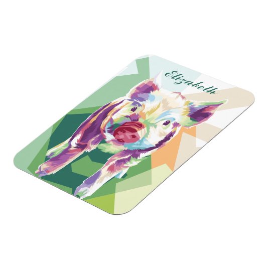 Kleurrijke Pop Art Pig Personalized Magnet Magneet (Linkerzijde)
