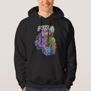 Kleurrijke Pop Art Portret Boxer Dog Mom Mama Moth Hoodie