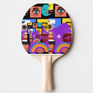 Kleurrijke Pop Art Retro stripstijl mok Tafeltennisbatje