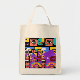 Kleurrijke Pop Art Retro stripstijl mok Tote Bag