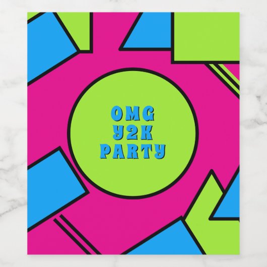 Kleurrijke Pop Art Retro Y2K Party Wijnlabel Wijn Etiket (Enkel label)
