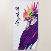 Kleurrijke Pop Art Rooster - Aangepaste handdoek (Voorkant)
