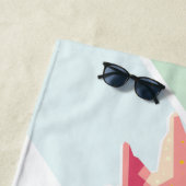 Kleurrijke Pop Art Rooster Beach Handdoek (In situ)