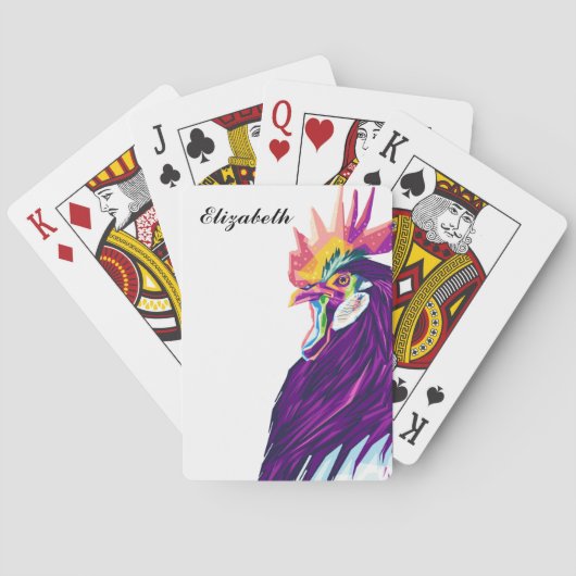 Kleurrijke Pop Art Rooster persoonlijke afspeelkaa Pokerkaarten (Achterkant)