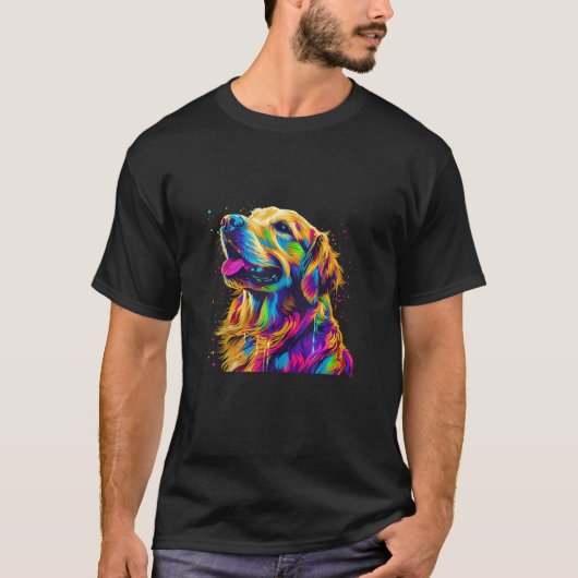 Kleurrijke Pop Art Schattige Golden Retriever Dog  T-shirt (Voorkant)