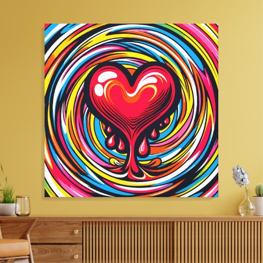 Kleurrijke Pop Art 'Smeltend Hart' Canvas Afdruk (Insitu (Woonkamer))