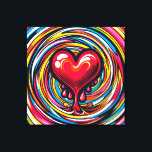 Kleurrijke Pop Art 'Smeltend Hart' Canvas Afdruk<br><div class="desc">Kleurrijke Pop Art 'Smeltend Hart' over Whirlpool / Vortex Achtergrond</div>