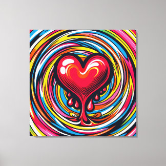 Kleurrijke Pop Art 'Smeltend Hart' Canvas Afdruk