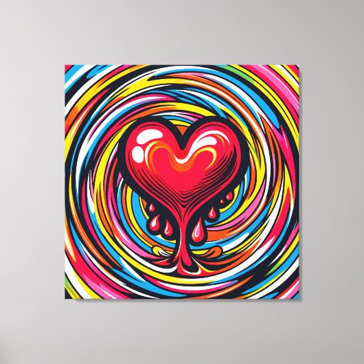Kleurrijke Pop Art 'Smeltend Hart' Canvas Afdruk (Voorkant)