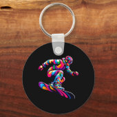 Kleurrijke Pop Art Snowboard Snowboarde Sleutelhanger (Voorkant)