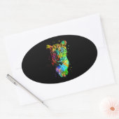 Kleurrijke Pop Art Tiger Ovale Sticker (Envelop)