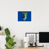 Kleurrijke Pop Art Tiger Poster (Thuiskantoor)