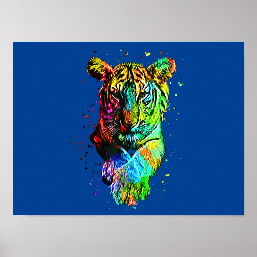 Kleurrijke Pop Art Tiger Poster (Voorkant)