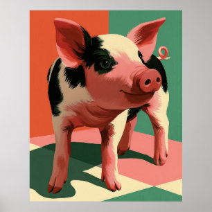 Kleurrijke Pop Art Varken Boerderij Muur Kunst Poster