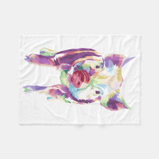 Kleurrijke Pop Art Varken Fleece Deken (Voorkant (Horizontaal))
