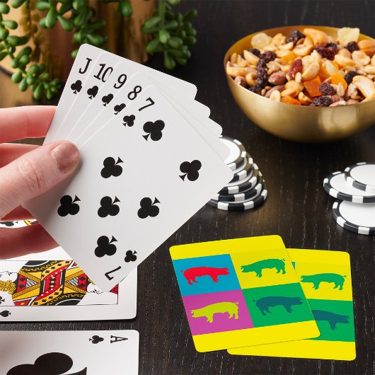 Kleurrijke Pop Art Varken Pokerkaarten