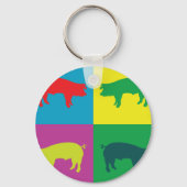 Kleurrijke Pop Art Varken Sleutelhanger (Achterkant)