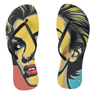 Kleurrijke Pop Art Vrouw Gedefinieerd Teenslippers