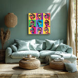 Kleurrijke Pop Art Vrouwen met Zonnebril & Hoofdte Poster<br><div class="desc">Deze levendige pop art print is voorzien van een raster van stijlvolle vrouwen met een zonnebril en een koptelefoon, die doet denken aan de mode van de retro jaren 80. De neon kleuren en de dynamische stijl brengen energie in elke ruimte, waardoor het een ideaal wanddecorstuk is voor muziek- en...</div>