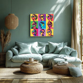 Kleurrijke Pop Art Vrouwen met Zonnebril & Hoofdte Poster