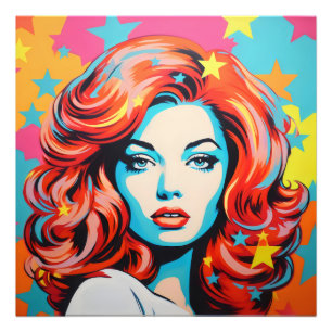 Kleurrijke Pop Art Woman Foto Afdruk