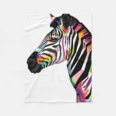 Kleurrijke Pop Art Zebra op witte achtergrond Fleece Deken (Voorkant)