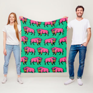 Kleurrijke Pop-Art Zuidwestelijke Buffalo / Bison Fleece Deken
