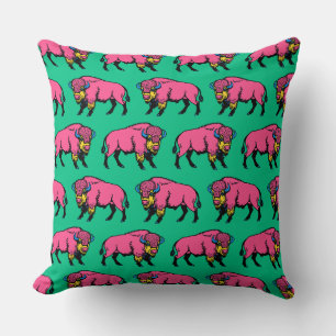 Kleurrijke Pop-Art Zuidwestelijke Buffalo / Bison Kussen
