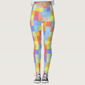 Kleurrijke Pop Checkerboard Broek Leggings (Voorkant)