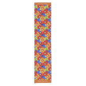 Kleurrijke Pop Cultuur Floral Gold Red Blue Patter Korte Tafelloper (Voorkant)