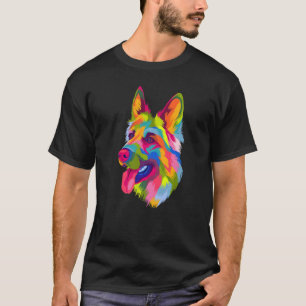 Kleurrijke Pop Duitse Herder Portret Gsd Eigenaar T-shirt