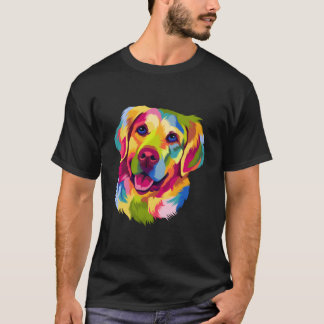 Kleurrijke Pop Goud Retriever Portret Eigenaar T-shirt