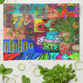 Kleurrijke Pop Kunst Gemengd-Media Collage Keukenh Theedoek (Gevouwen)