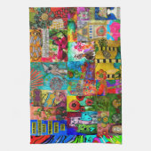 Kleurrijke Pop Kunst Gemengd-Media Collage Keukenh Theedoek (Verticaal)