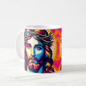 Kleurrijke pop kunst Jesus mok! Koffiemok (Voorkant links)