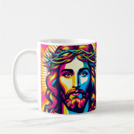 Kleurrijke pop kunst Jesus mok! Koffiemok