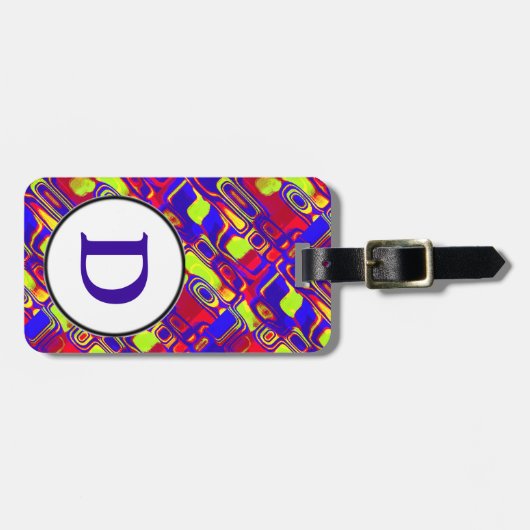 Kleurrijke pop kunst met D Bagagelabel (Voorkant horizontaal)