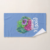 kleurrijke pop kunst portret poedel hond mammie handdoek (Handdoek)