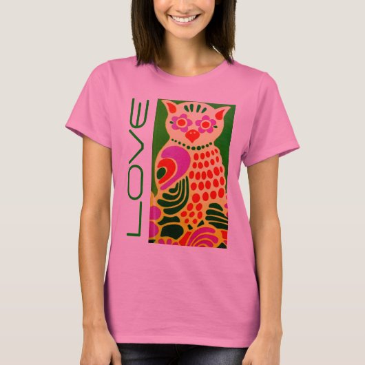 kleurrijke Pop Kunstboomkorren en liefdesontwerp T-shirt (Voorkant)