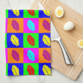 Kleurrijke pop-lipstickus theedoek (Quarter Fold)