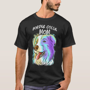 Kleurrijke Pop Portret Border Collie Dog mama T-shirt