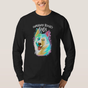 Kleurrijke Pop Portret Husky Dog Papa Vader's T-shirt