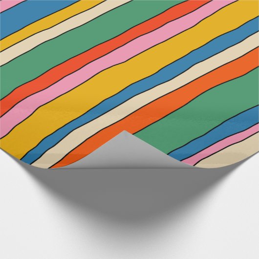 Kleurrijke Pop Stripes Cheerful Lined Pattern Cadeaupapier (Hoek)