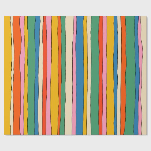 Kleurrijke Pop Stripes Cheerful Lined Pattern Cadeaupapier (Vlak)